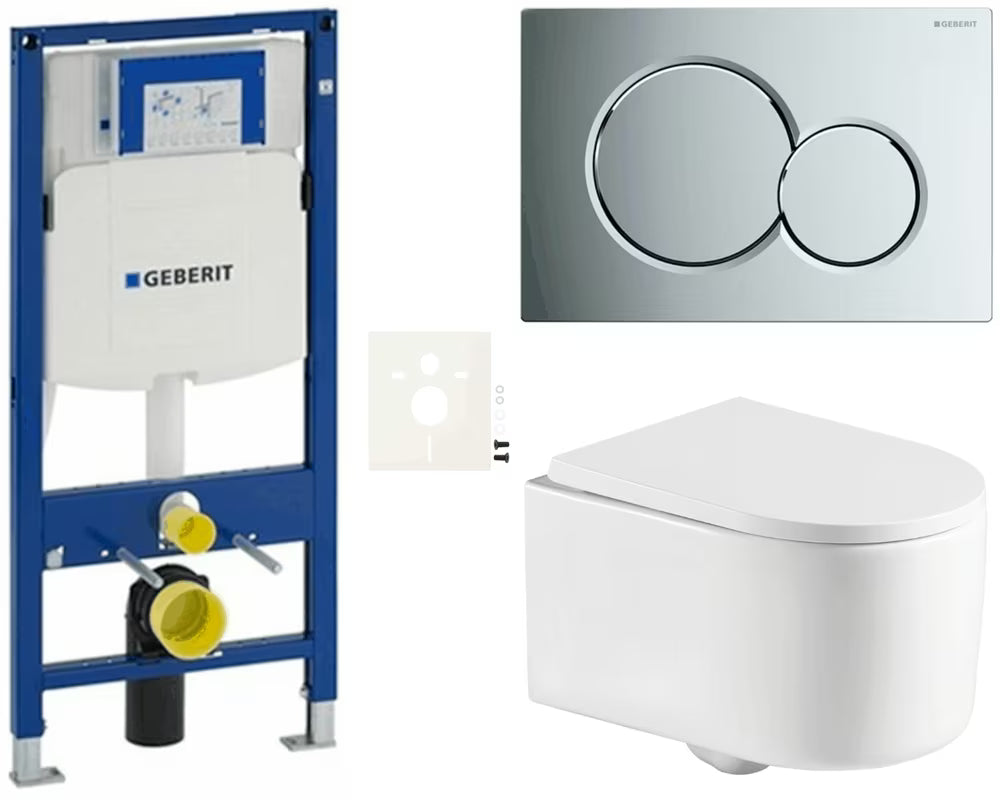 Závěsný WC set SAT s modulem Duofix, nádržkou Geberit a ovládacím tlačítkem Sigma v chrom lesku