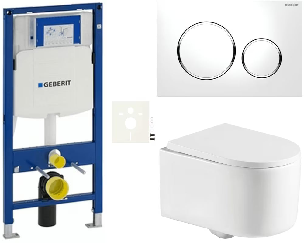 Závěsný WC set SAT Tornado s vírovým splachováním a modulem Geberit Duofix s ovládacím tlačítkem Sigma