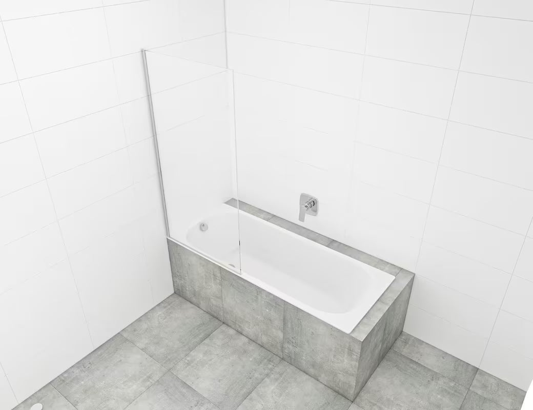 Pevná vanová zástěna SAT Chrome 150x80 cm s chromovým profilem a sklem s úpravou EasyClean.