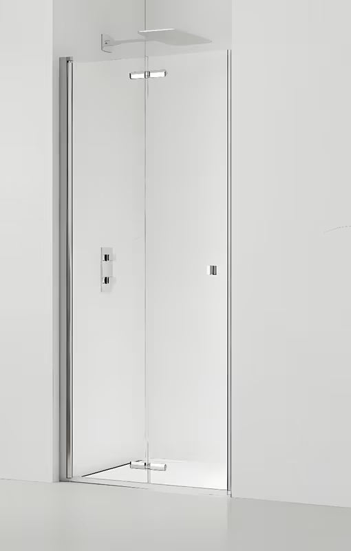 Skládací sprchové dveře SAT Sk 90 cm s čirým sklem a chromovým profilem