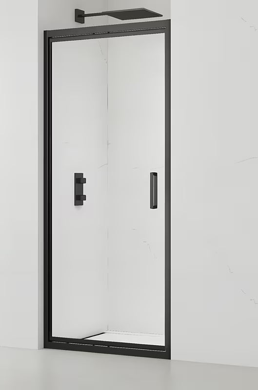 Sprchové dveře SAT Tex-C 100 cm v černém provedení s posuvným otevíráním a čirým sklem Easyclean.