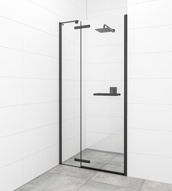 Pantové sprchové dveře SAT Tgd New 100 cm v černé matné s čirým sklem a úpravou Easyclean.