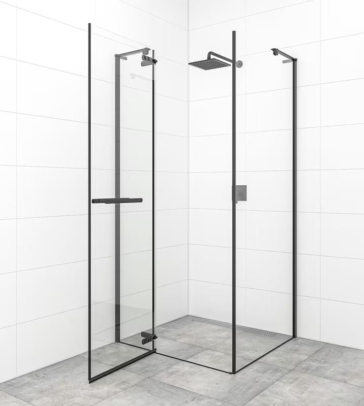Pantové sprchové dveře SAT Tgd New 100 cm v černé matné s čirým sklem a úpravou Easyclean.