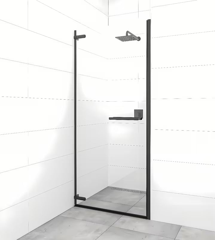 Bezrámové sprchové dveře do niky SAT Tgd New 100 cm v černé matné barvě s čirým sklem