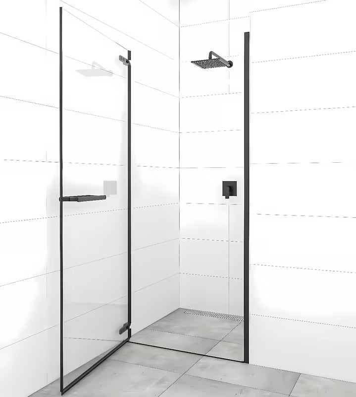 Bezrámové sprchové dveře SAT TGD New 80 cm v matné černé s transparentním sklem a úpravou Easyclean.