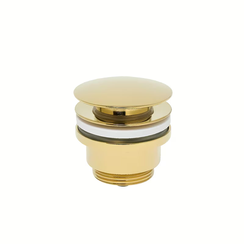 Zlatá umyvadlová výpusť SAT Gold typu ClicClac pro umyvadlo s přepadem