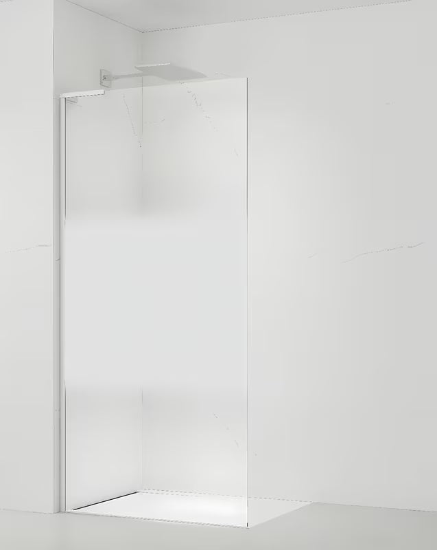 Bílá walk-in sprchová zástěna SAT Walk-in 100 cm s čirým sklem a intimním pásem