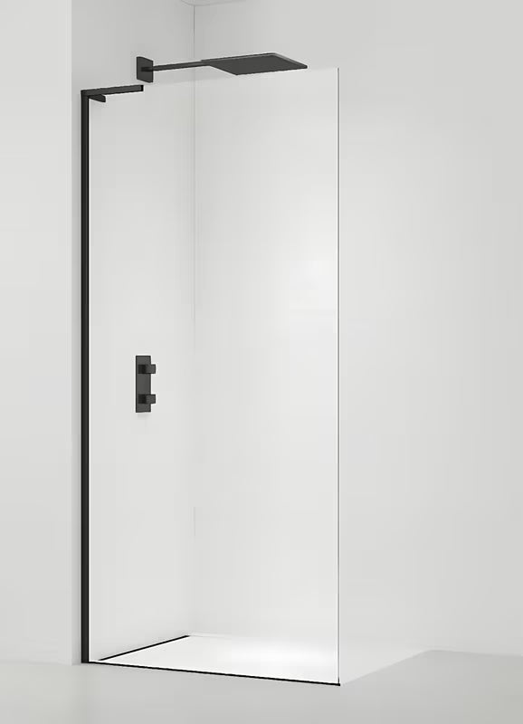 Walk-in sprchová zástěna SAT Walk-in 110 cm v černé matné barvě s čirým sklem