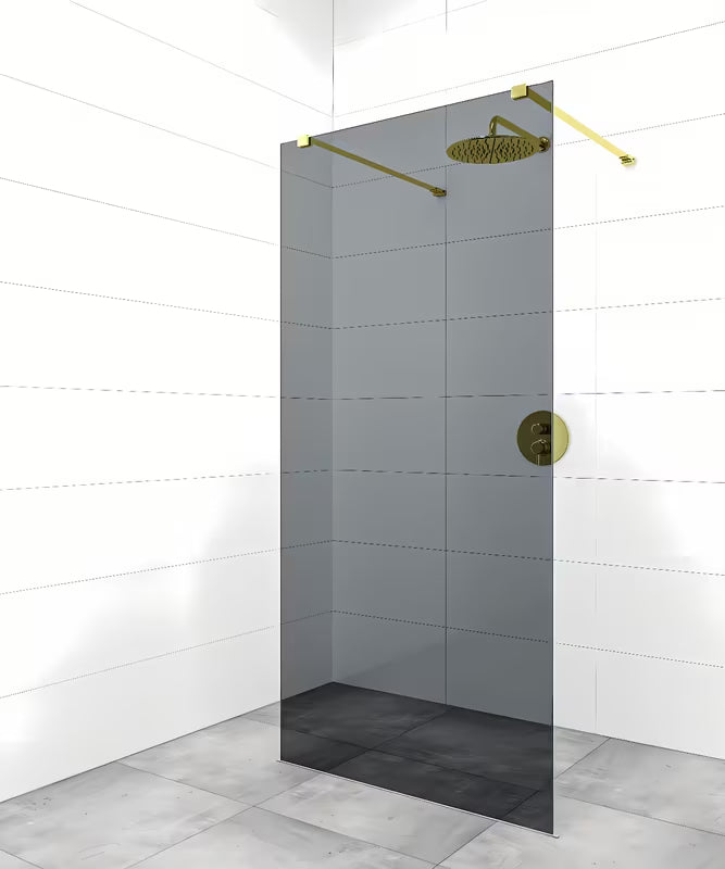 Walk-in sprchová zástěna SAT Walk-in 120 cm s transparentním sklem a zlatými lesklými rameny