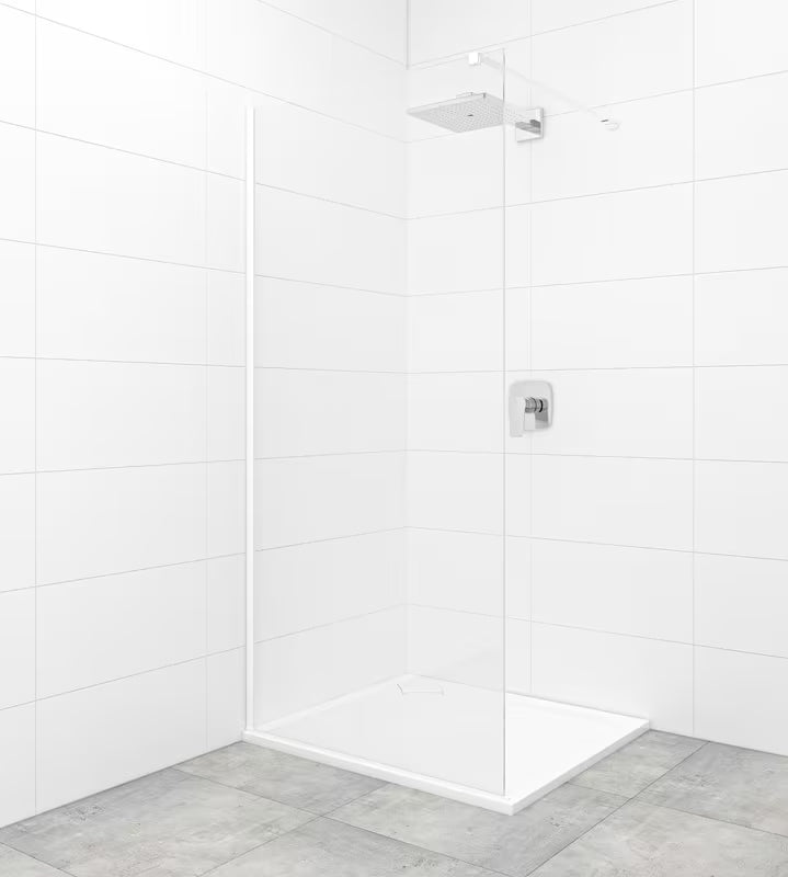 SAT Walk-in tuš stijena Walk-In 120 cm u bijeloj boji s prozirnim sigurnosnim staklom