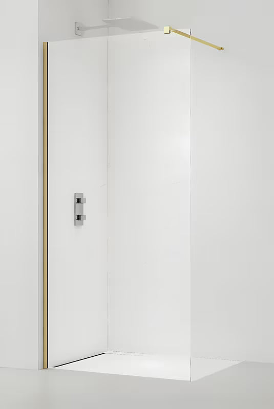 Walk-in sprchová zástěna SAT Walk-in 130 cm z čirého skla s mosaznými profily