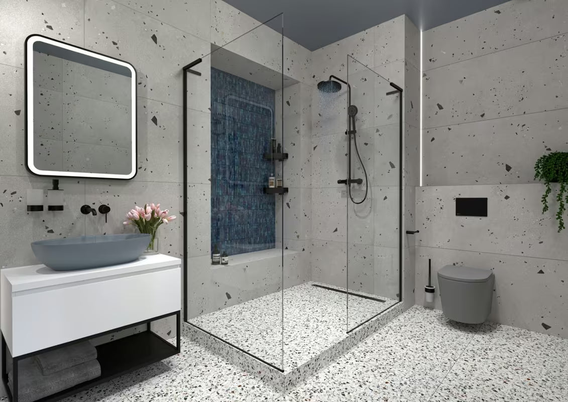 SAT Walk-in sprchová zástěna Walk-In 60 cm v černé matné s čirým bezpečnostním sklem
