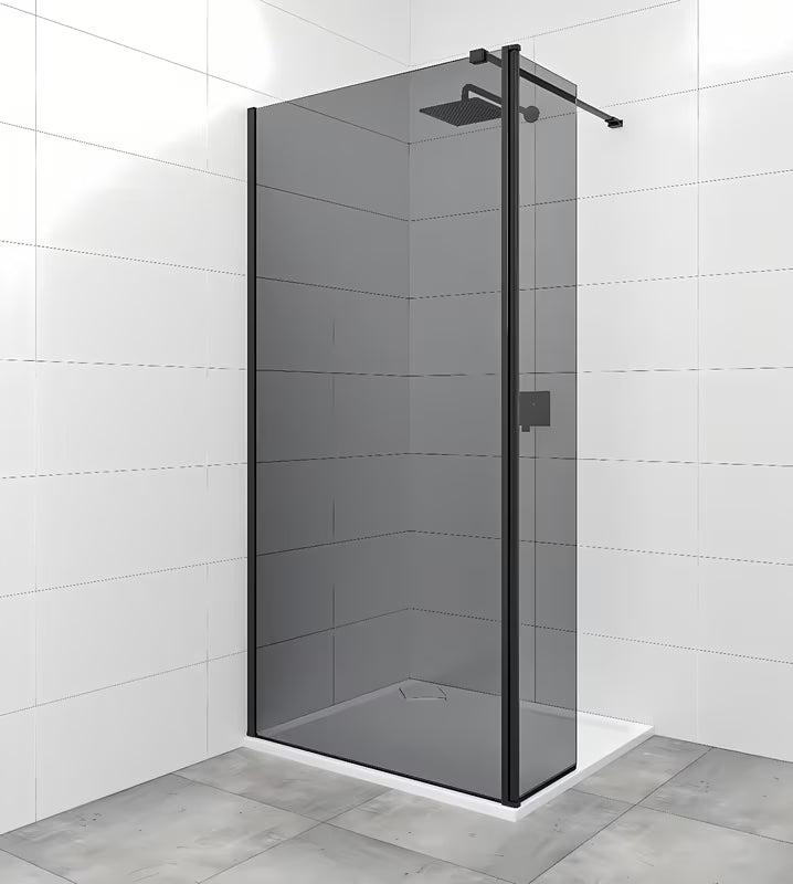 SAT Walk-in sprchová zástěna Walk-In 90 cm s černým profilem a kouřovým neprůhledným sklem