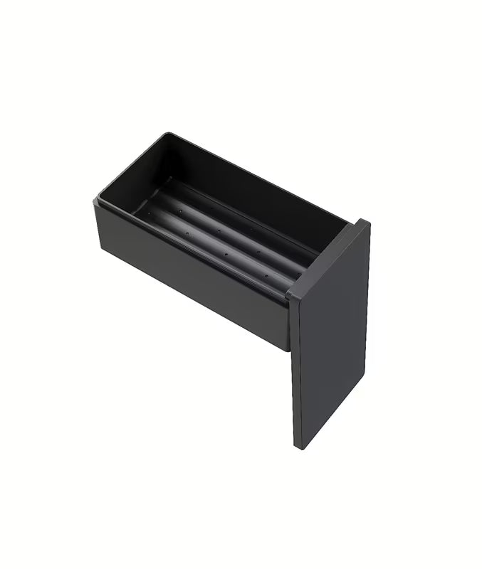 Černá uzavíratelná box polička SAT Walk-In pro sprchový kout s možností levé i pravé orientace.