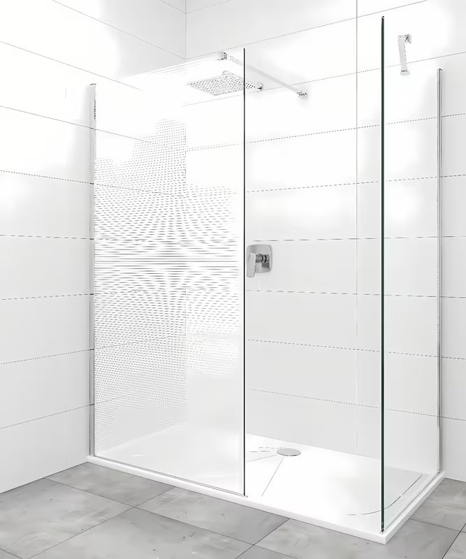Hliníkové upevňovací rameno SAT Walk-in s klouby na obou koncích pro stabilizaci walk-in skla.