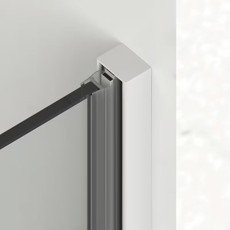 Posuvné sprchové dveře SAT Xmotion 110 cm v bílé barvě s čirým sklem a bezrámovým provedením.