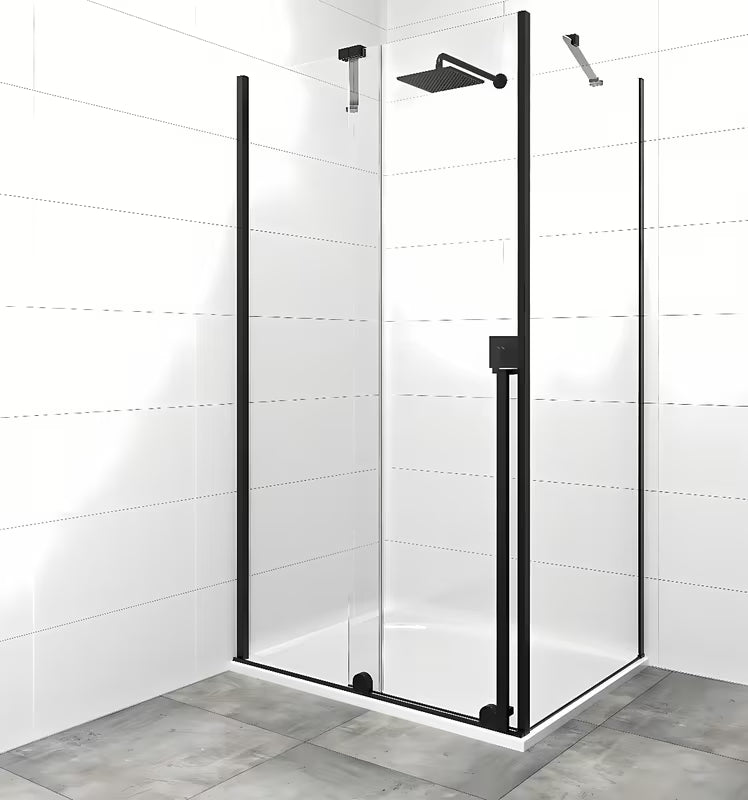 Sprchový kout SAT Xmotion 120x90 cm v černém provedení s čirým sklem a posuvným systémem