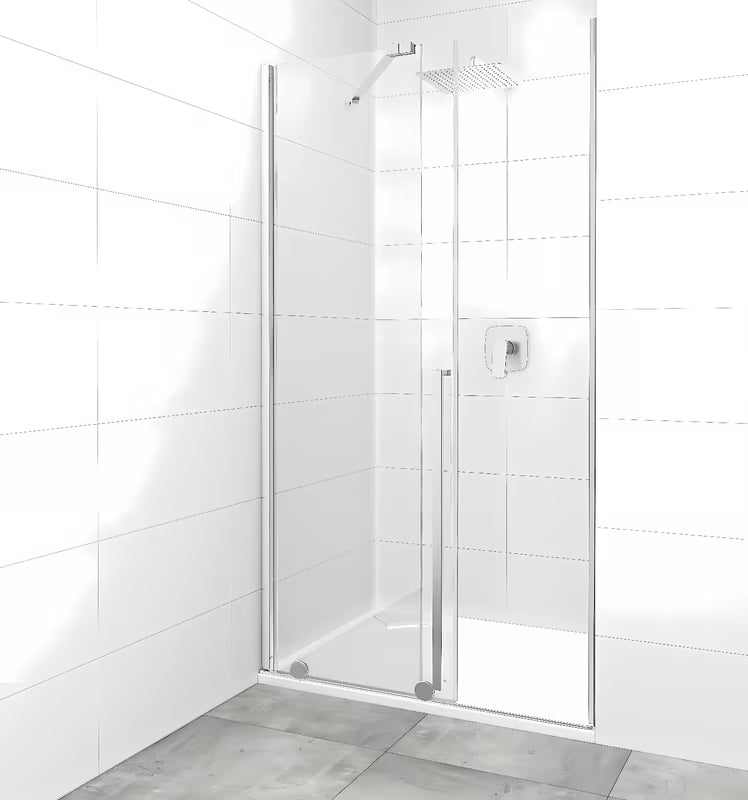 Sprchové dveře SAT Xmotion 140 cm v lesklém chromu s čirým sklem a posuvným otevíráním