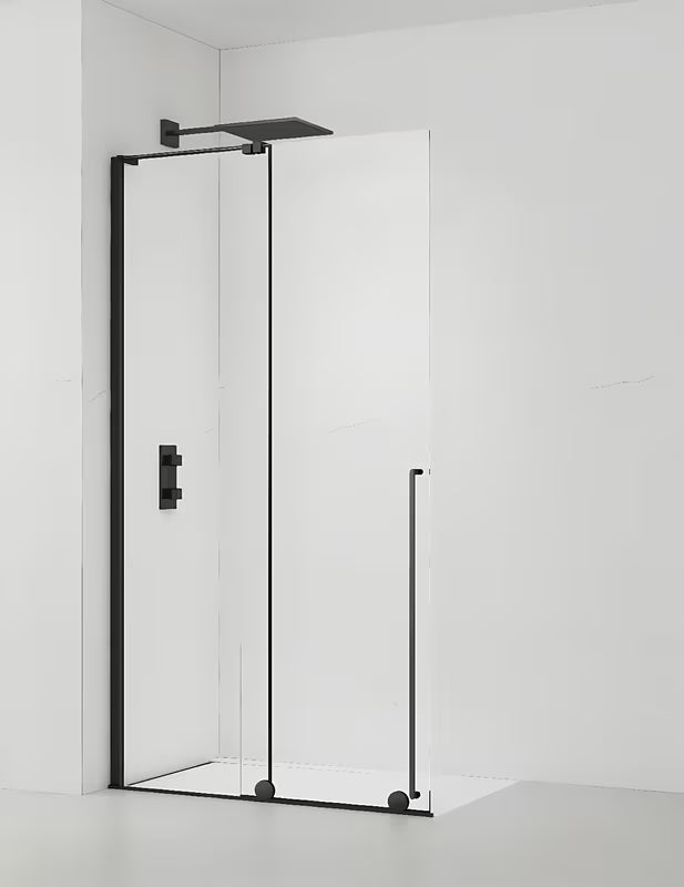 Posuvná sprchová zástěna walk-in SAT Walk-In Xmotion 120 cm v černé barvě s čirým sklem