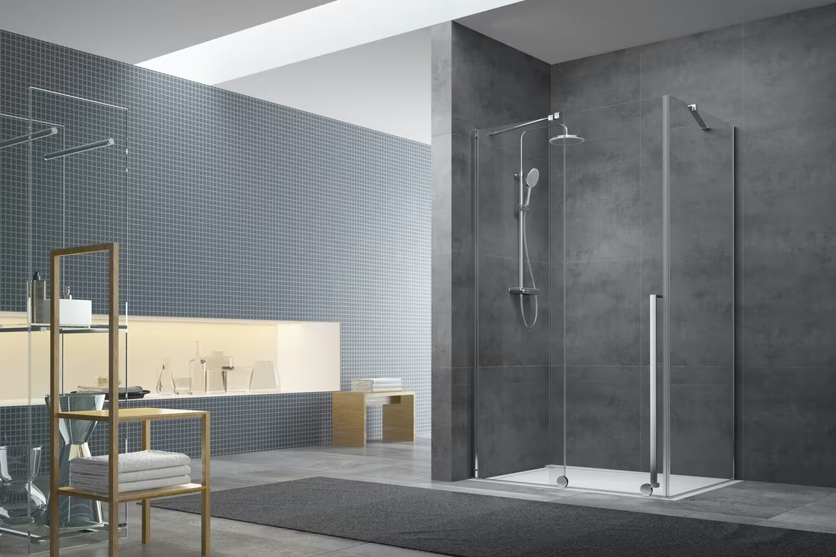 Boční zástěna ke sprchovým dveřím SAT Walk-In Xmotion 87,5 cm v lesklém chromu s čirým sklem