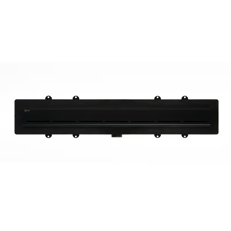 Sprchový žlab SAT 70 cm v černé matné barvě s nerezovým roštem pro moderní koupelnu.