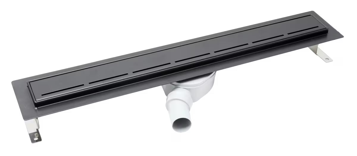 Černý sprchový žlab SAT 80 cm s roštem a bočním sifonem