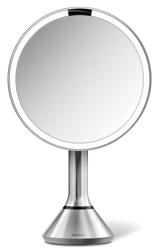 Kosmetické zrcátko Simplehuman Dual Touch v kartáčované nerezové oceli s Tru-lux LED osvětlením a zvětšením 5x.