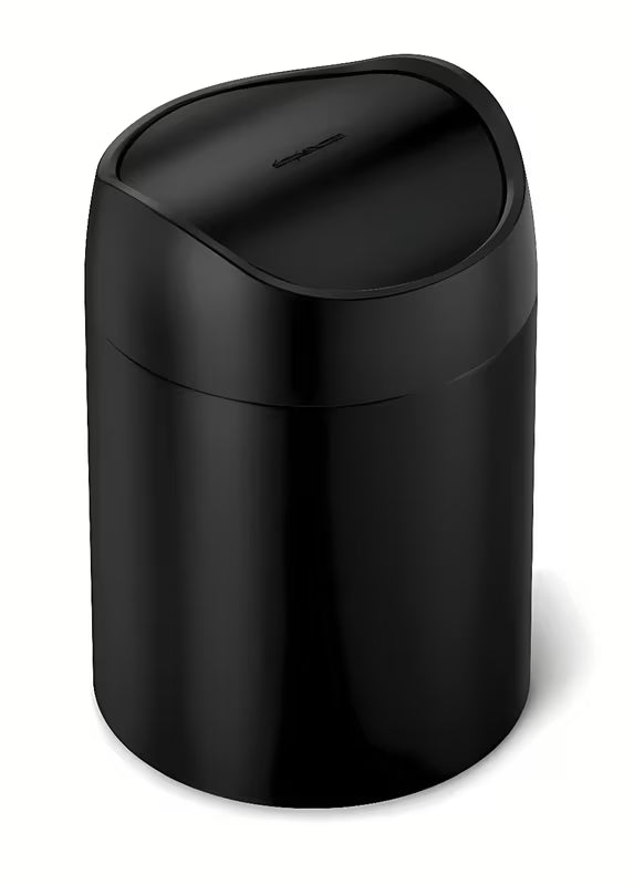 Černý stolní odpadkový koš Simplehuman Mini s vyklápěcím víkem a objemem 1,5 l.