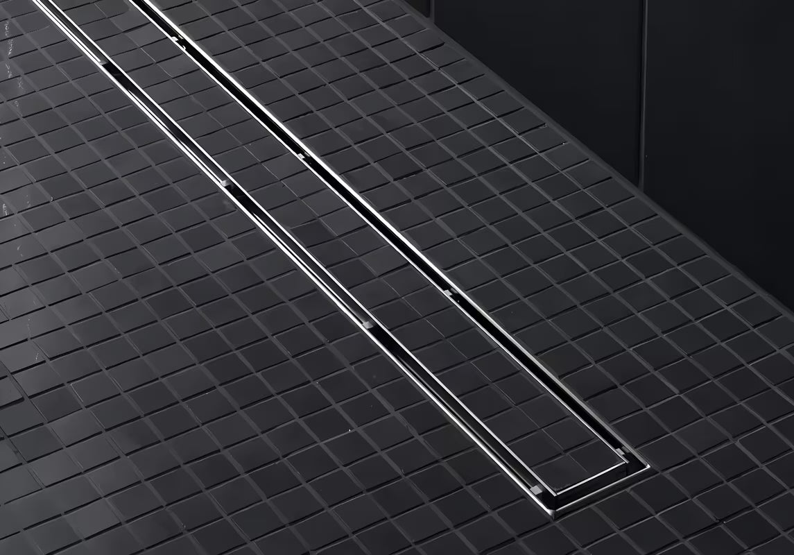 Nerezový rošt Tece Drainline plate II pro vložení dlažby do sprchového žlabu s leštěnými okraji