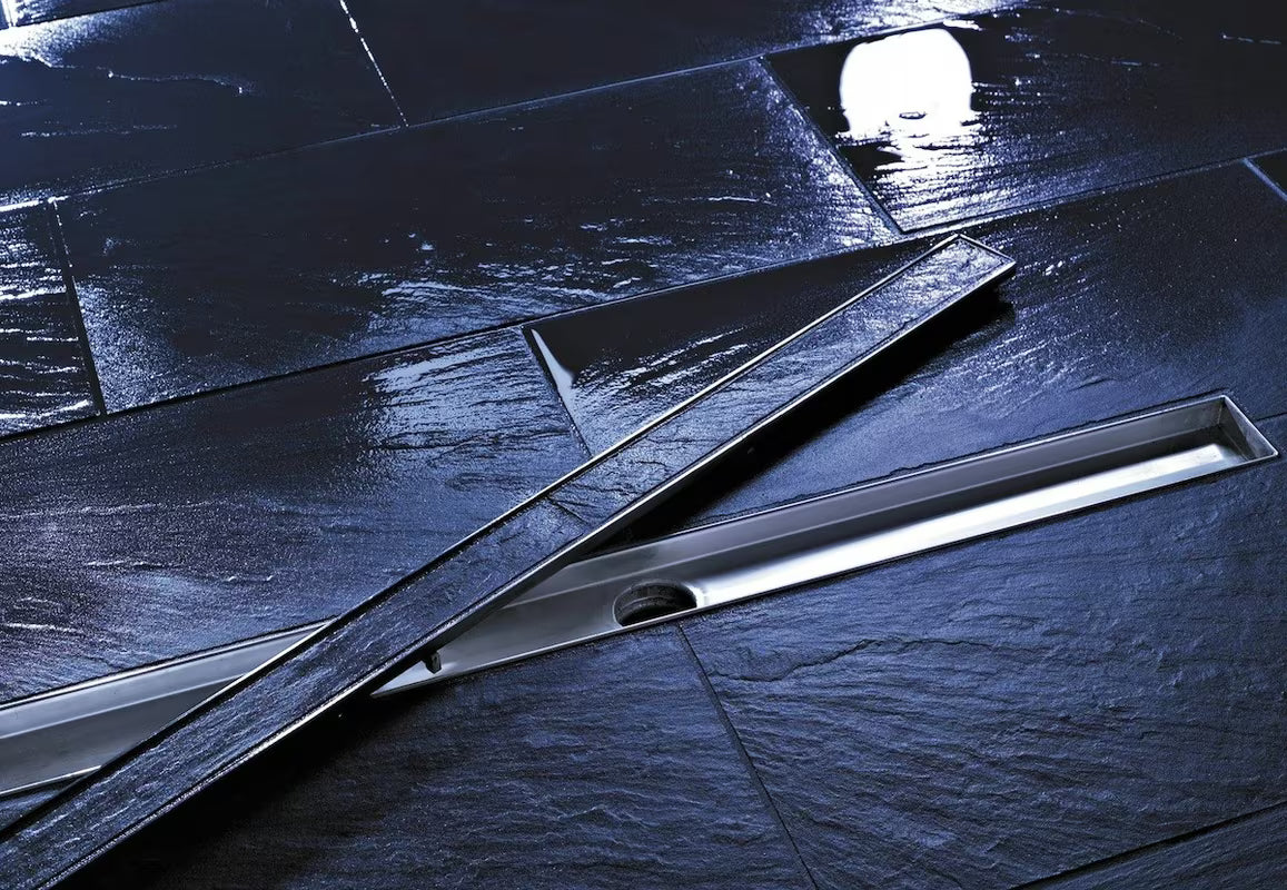 Nerezový rošt Tece Drainline plate pro vložení dlažby do sprchového žlabu s leštěnými okraji