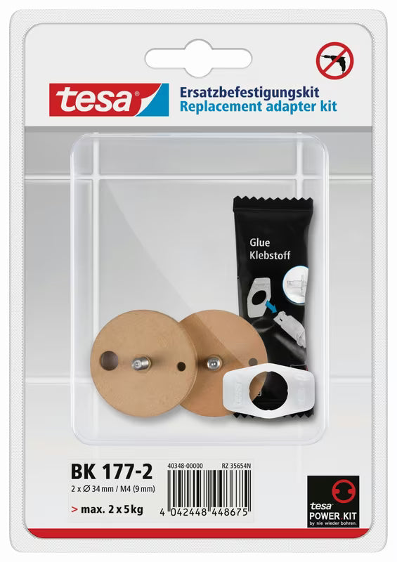 Nadomestni lepilni adapterji tesa Power.Kit pro kopalniški dodatki brez vrtanja, komplet dveh kosov