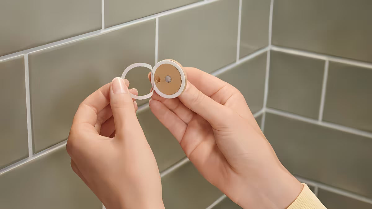 Rohová sprchová polička Tesa v černém matu s montáží bez vrtání Tesa Power.Kit