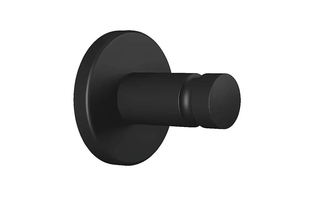 Matně černý háček na ručníky Tesa Moon Black s lepicí montáží Tesa Power.Kit bez vrtání