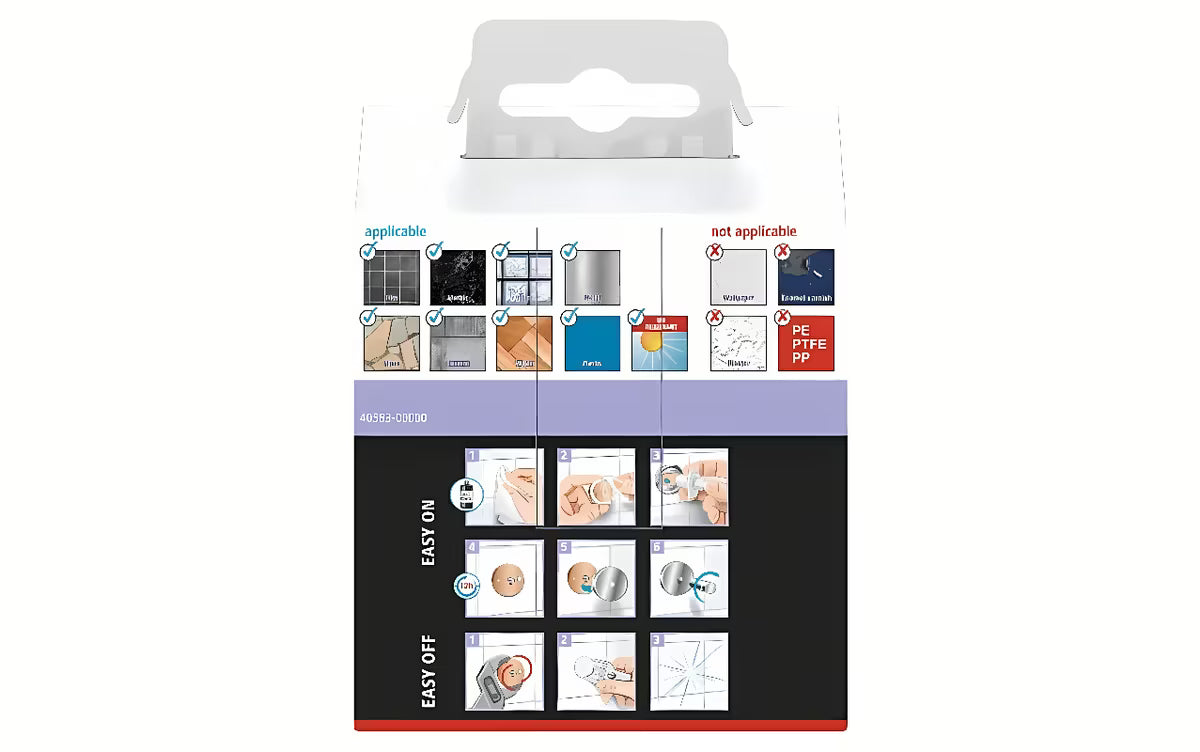Matně černý háček na ručníky Tesa Moon Black s lepicí montáží Tesa Power.Kit bez vrtání
