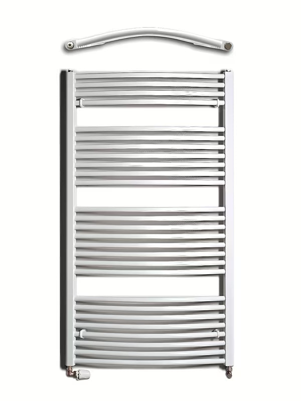 Bílý kombinovaný trubkový radiátor Thermal Trend KDO 132x75 cm pro koupelnu nebo chodbu.
