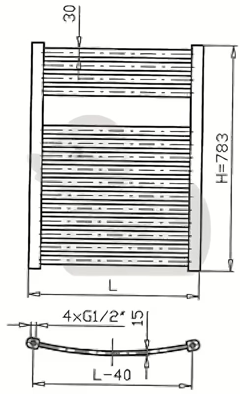 Bílý kombinovaný trubkový radiátor Thermal Trend KM 45x78,3 cm pro koupelny a chodby.