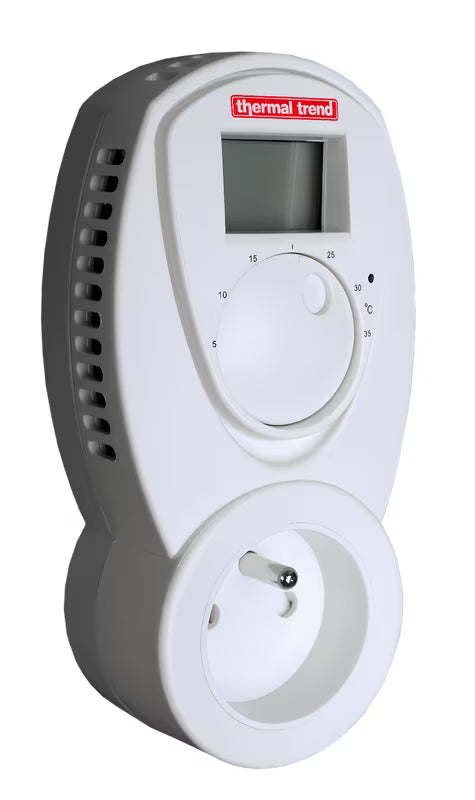 Thermal Trend Termostat TZ 33 do zásuvky s otočným ovladačem a LCD displejem pro regulaci teploty.