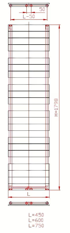 Kombinovaný radiátor Thermal Trend Viktor 179x60 cm v antracitové barvě pro vytápění a sušení ručníků.