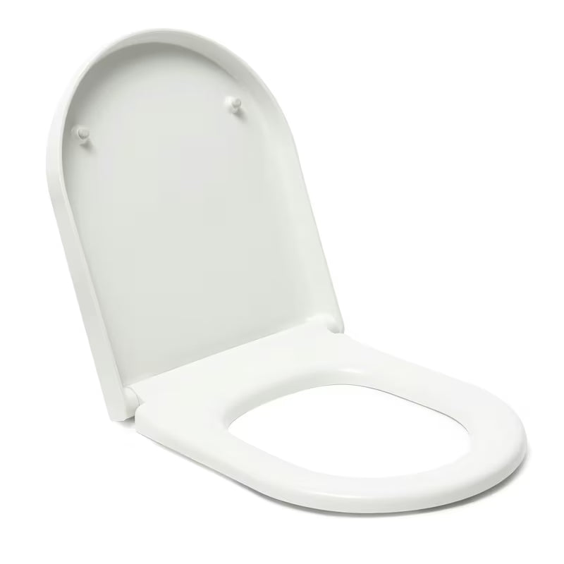 Bílé WC sedátko Vitra Integra z duroplastu se SoftClose a kovovými panty se skrytým uchycením.