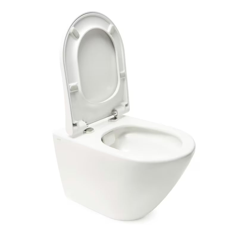 Závěsné WC VitrA Integra v bílé barvě s Rim-Ex bez splachovacího okruhu a sedátkem SoftClose.