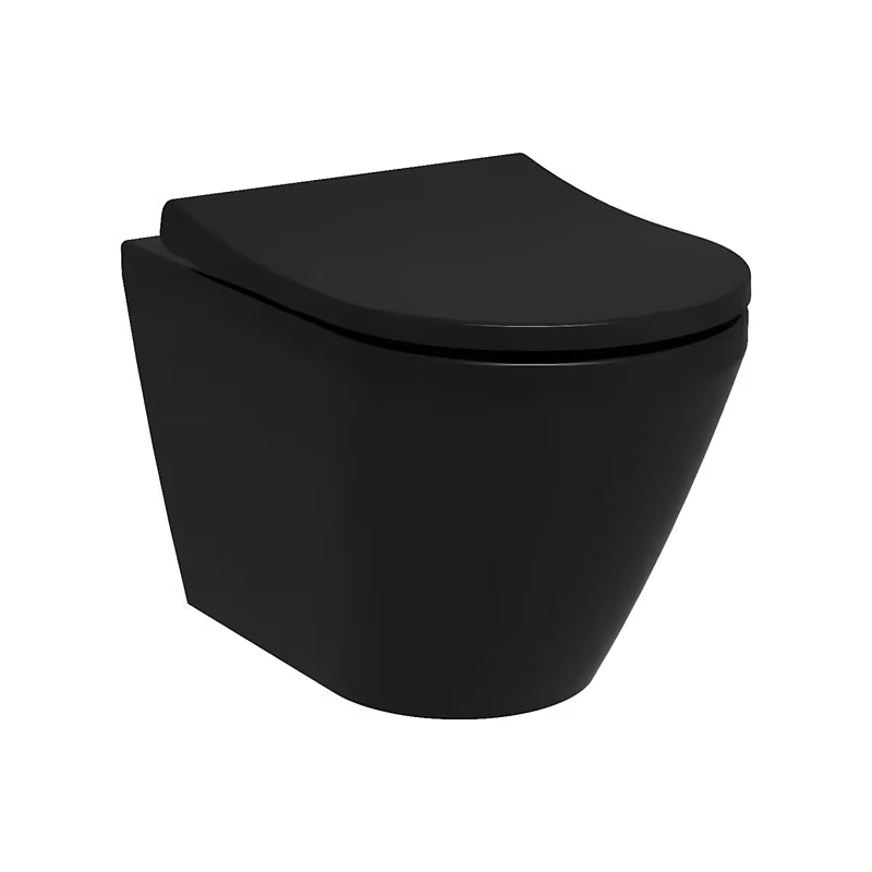 Černé závěsné WC VitrA Integra se sedátkem SoftClose a splachováním Rim-Ex