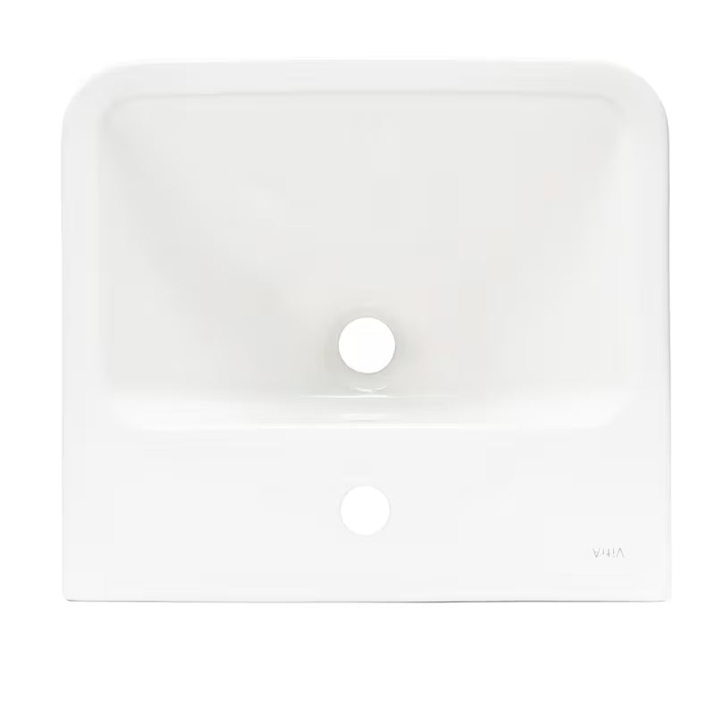 Závěsné umyvadlo Vitra Integra 50x43 cm s otvorem pro baterii uprostřed v bílé barvě.