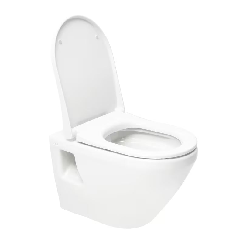 Bílé závěsné WC VitrA Integra bez splachovacího okruhu s technologií Rim-Ex a sedátkem SoftClose.