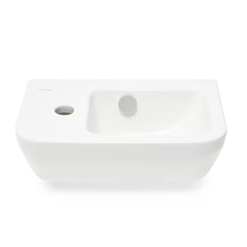 Bílé keramické umývátko Vitra Integra 37x22 cm s otvorem pro baterii vlevo v lesklém provedení