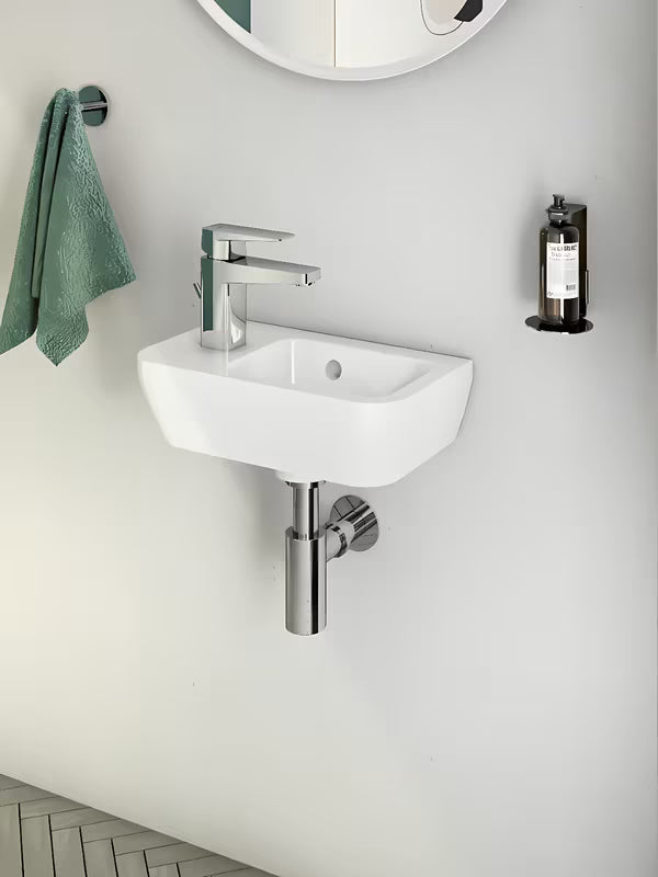 Bílé keramické umývátko Vitra Integra 37x22 cm s otvorem pro baterii vlevo v lesklém provedení