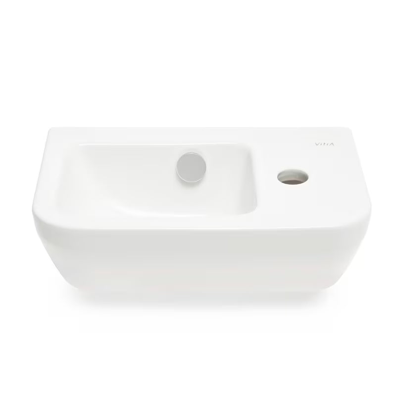 Bílé keramické umývátko Vitra Integra 37x22 cm s přepadem a otvorem pro baterii vpravo