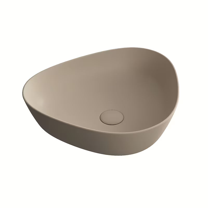 Keraminiai pastatomas ant stalviršio praustuvas Vitra Nuo 46,5 x 39,5 cm, spalva clay beige be skylės maišytuvui .