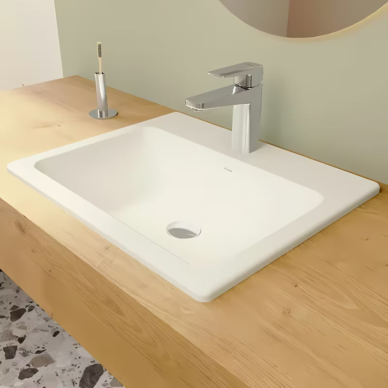 Zápustné umyvadlo Vitra S20 55 x 45 cm v bílé keramice s přepadem a otvorem pro baterii uprostřed