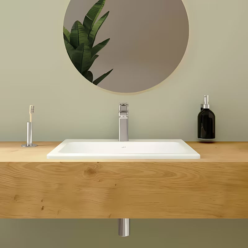 Zápustné umyvadlo Vitra S20 55 x 45 cm v bílé keramice s přepadem a otvorem pro baterii uprostřed
