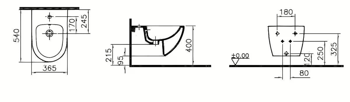 Bílý závěsný bidet VitrA Shift se skrytým uchycením keramiky bez rušivých krytek a otvorů.